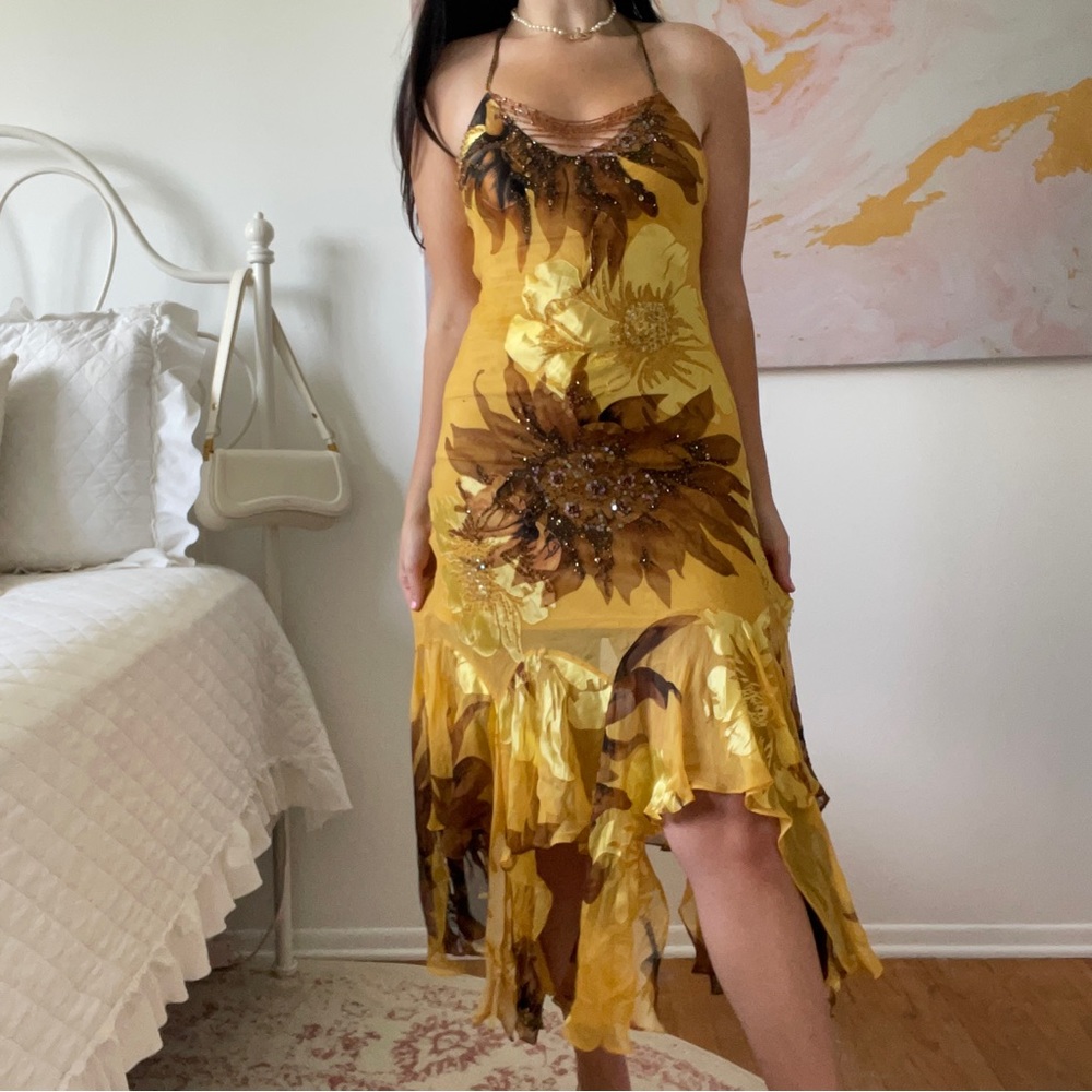 Vintage Sue Wong Nocturne sunflower fairy dress